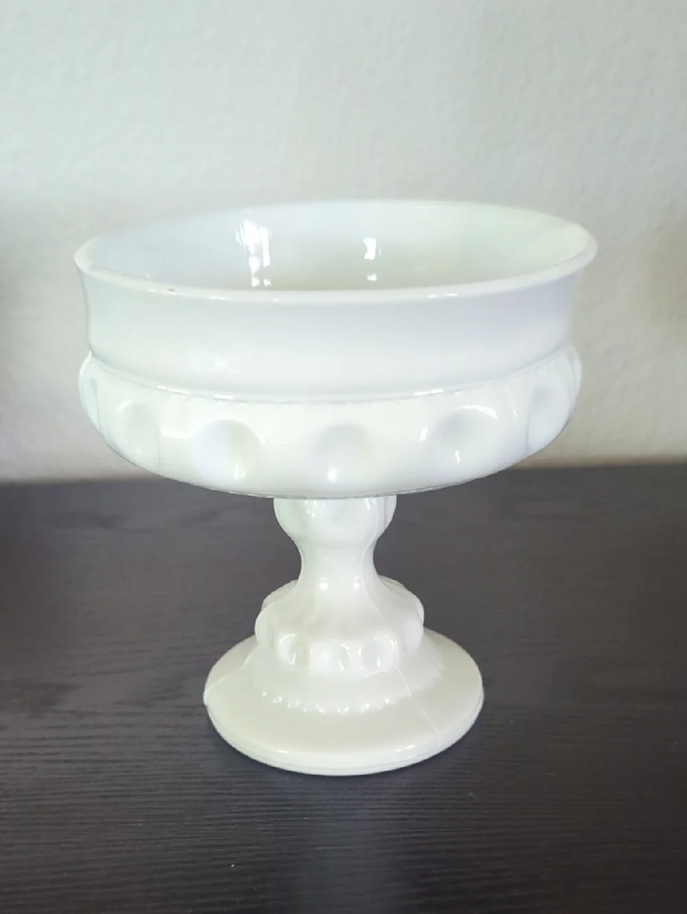 Vintage White Milk Glass Compote Pedestal Bowl